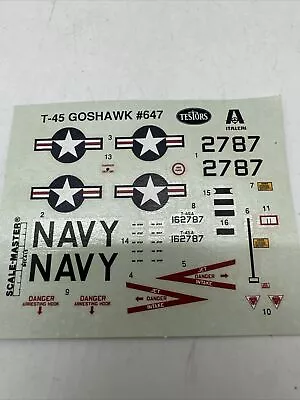 Testors Italeri T-45A Goshawk #647 1/72 Decal Set • $4.99