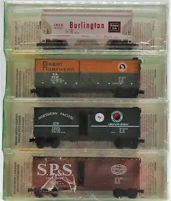 Micro-trains 20226-2 Fallen Flags Sp&s Gnnpcb&q Freight Cars (4-pack) N Scale • $62.99