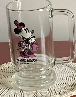 Vintage Pedestal Minnie Mouse Glass Mug With Handle • $6
