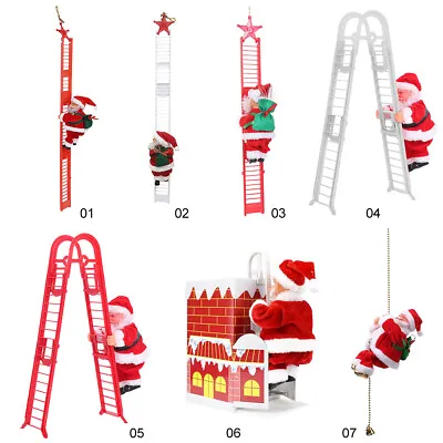 Santa Claus Climbing Ladder Christmas Doll Musical Decor Party Xmas Music Gift • £12.59