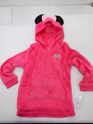 Girls Size 4t Disney Minnie Mouse Toddler Plush Tunic Hoodie Hot Pink New #21660 • $6.49