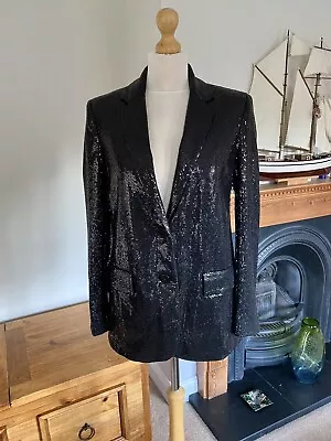 Zara Black Flowing Sequinned Blazer M UK12 # G113M • $88.36