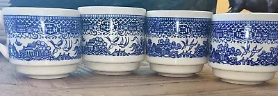 Vintage BLUE WILLOW Lot Of 4 Stacking Cups Marked USA • $20