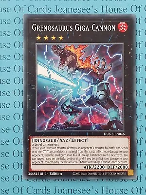 Grenosaurus Giga-Cannon DUNE-EN046 Yu-Gi-Oh Card 1st Edition New • £0.99