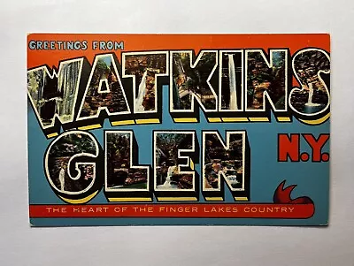 Greeting From Watkins Glen New York Big Leter Postcard  K1 • $4.50