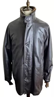 Versace Beaver Or Nutria Fur Lined Leather Car Coat Xl 42 52 Made Italy • $485