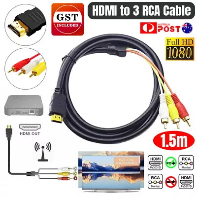 1/2 HDMI To RCA RGB Male AV 3 RCA Video Audio Converter Cable ForHDTV DVD Player • $6.18