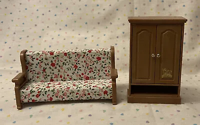 Vintage 1986 Bandai Maple Town Story Doll Furniture Wardrobe & Floral Couch • $9.99