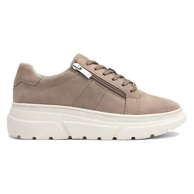 Caprice Womens Canvas Brown Adults Ladies Lace Up Shoes Leather Zip Nubuck SIZE • £59.99