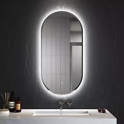 Oval LED Wall Mirror Touch Anti-Fog Makeup Decor Bathroom Vanity 900x450mm • $129