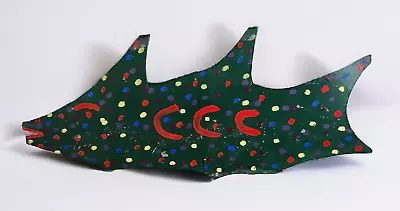 R A Miller Green Spotted Fish Painting On Metal Cut Out Outsider Art Folk Art • $275