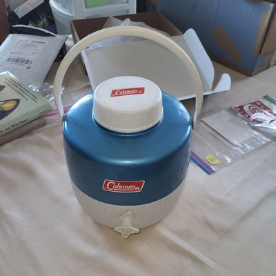 $21.99 • Buy Vintage Coleman 2 Gallon Jug Blue, Metal And Plastic Water Cooler