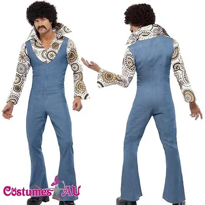 Mens 60s 70s 1960s Hippie Groovy Costume Halloween Retro Hippy Disco Fancy Dress • $56.99
