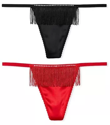 Victoria's Secret Very Sexy Fringe V-string Thong Panty Bling Xs S M L Xl Nwt • $16.75