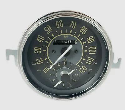 $275 • Buy Vw Bug Bus Ghia Isp 120 Mph Odometer Speedometer With Clock Beige Numerical Face