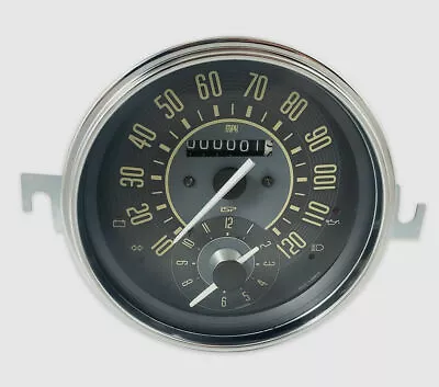 Vw Bug Bus Ghia Isp 120 Mph Odometer Speedometer With Clock Beige Numerical Face • $275