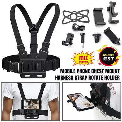 Mobile Phone Chest Mount Harness Strap Holder For IPhone Samsung Gopro 11 10 • $10.52