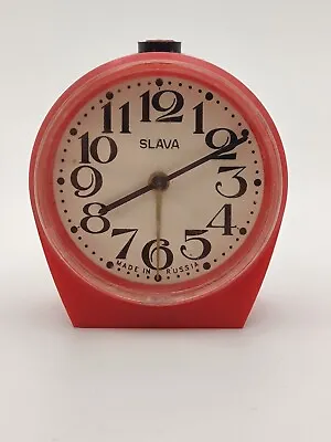 Vintage Alarm Clock Slava Plastic Case Mechanical • $32.56