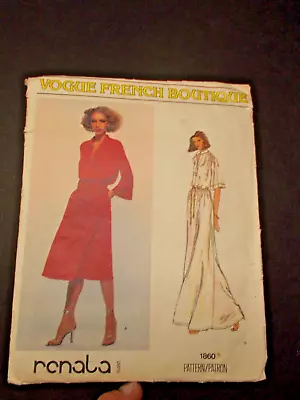 Vogue French Boutique 1860 Renata Paris Dress Pattern Sz 12 Uncut Factory Folds • $7.99