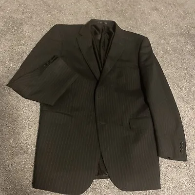 Mens’s Jacket Black With  Pinstripe Wool Blend  Suit Jacket. Chest 44” • £15