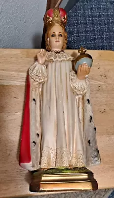 Vtg Chalkware Hand Painted Infant Of Prague Statue/ Mesmerizing Eyes/ 1930's? • $29.75