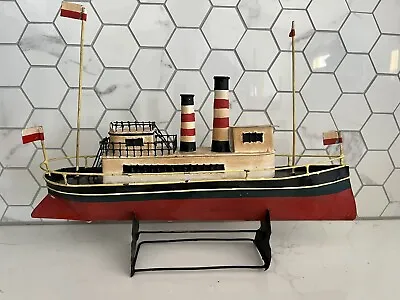 Vintage Tin Ship Mounted Model • $23.50