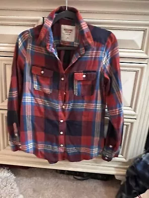 Mossimo Supply Co Women's M/M Flannel. Red Plaid Long Sleeve Button Up Front • $13