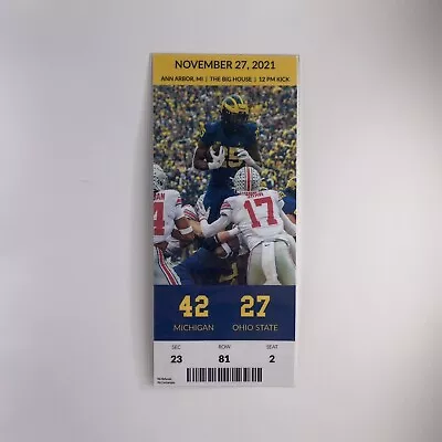 2021 Michigan Vs Ohio State Footbal 42-27 Big House Commemorative Ticket Stub • $18.99