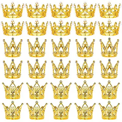30 Pcs Gold Crown Cake Topper Mini Small Crowns Pearl Rhinestone Princess Cup... • $34.38