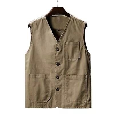 Mens Military Waistcoat Multi Pockets Vest Sleeveless Travel Coat Army Tactical • $15.07