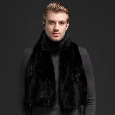 Knitted Men's Real Mink Fur Scarf Double-sided Fur Scarves Winter Fur Collar • $115