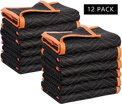 12 Pack 72×39 Inch Moving Blankets Quilted Moving Pads Double Stitched  • $49.58