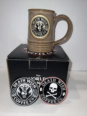 $119.99 • Buy Death Wish Coffee Grin And Bear It Mug Sticker And Leather Patch #2515  New