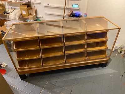 £850 • Buy Antique Haberdashery Oak Cabinet   6ft Vintage Shop Cabinet Display Counter