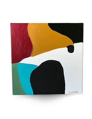 Original Nordic Colorful Abstract Contemporary Organic Boho Minimal Painting  • $85
