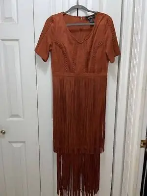 Women's MIDNIGHT VELVET Suede Fringe Cowgirl Western Dress-Size Medium-EUC • $25