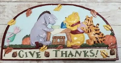 MIdwest Of Cannon Falls Vintage Winnie The Pooh Give Thanks Rustic Resin Plaque • $36