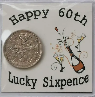 £2.99 • Buy 60th Birthday Lucky Sixpence Gift* 1963 Coin For 2023* *Cream Champagne Design*