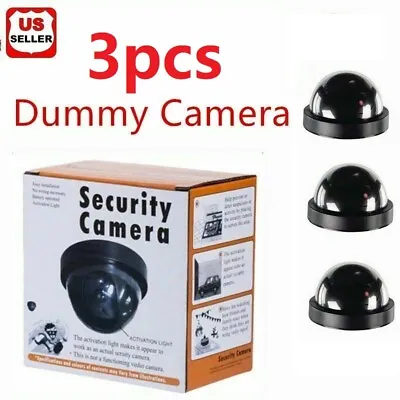 3 Fake Dummy Dome Surveillance Security Camera With LED Sensor Light • $9.98
