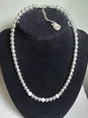 Dana Buchman Silver Tone Ball Bead Necklace 16  Plus 2  Extender • $9.95