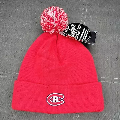 Montreal Canadians Beanie Zephyr NHL Cuffed Knit Beanie All Red Pom 100% Acrylic • $17.95