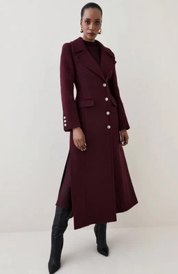 £79 • Buy Karen Millen Coat Fig Italian Wool Blend Maxi SIZE UK 14
