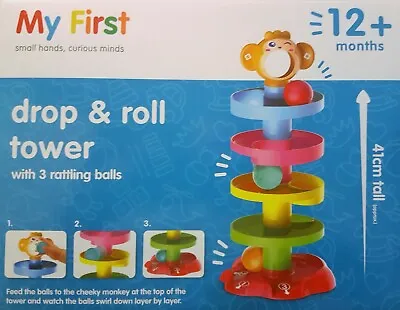 £7.99 • Buy My First Drop & Roll Tower Approx 41cm Tall Baby Toddler Toys Playset 12 Months+
