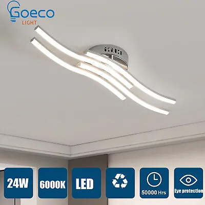 GOECO 24W  Modern LED Ceiling Light Metal 6000K 4-Wave Chandeliers Bedroom 60cm • £16.40