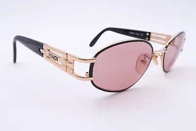 Vintage FENDI FS 209 Sunglasses FRAMES Onyx Black 54[]19-130 Gold E551 • $89.11