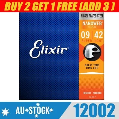 Elixir 12002 Nanoweb Coated Electric Guitar Strings Super Light 9-42 AU Stock • $9.56