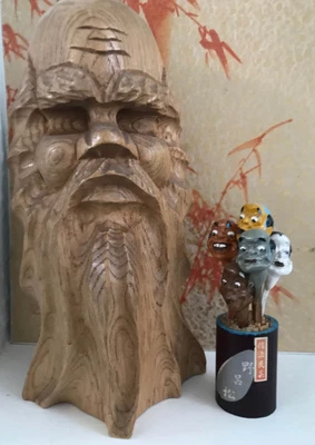 £12 • Buy Japanese Dolls Pre-owned Ainu Wooden Carving Bunraku Puppet Doll Heads