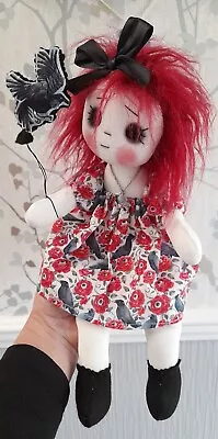  GOTHIC HANDE MADE DOLL  RAVEN   UNIQUE 12 Length 9   SITTING  BUTTON JOINTED • £22.50