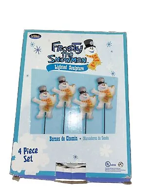 Vintage Frosty The Snowman Lighted Sculpture Set Of 4 8”Tall 25 Lights Christmas • $26.99