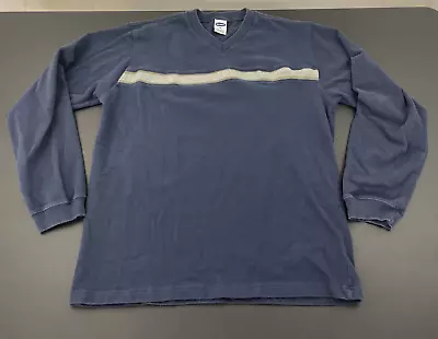 Vtg Old Navy Striped Long Sleeve Shirt Mens Casual Blue V Neck Y2K - Medium • $19.99
